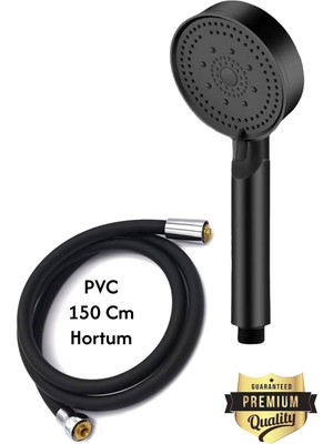 Plodna House Siyah 5 Fonksiyonlu Duş Başlığı Seti – 2’li Set Duş Başlığı+Pvc Hortum Yüksek Basınçlı