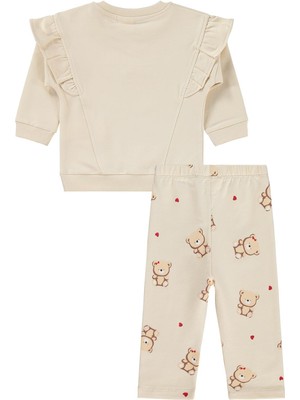 Civil Baby Fiyonklu Ayıcık Baskılı 6-18 Ay Takım - Bej 18-24 Ay