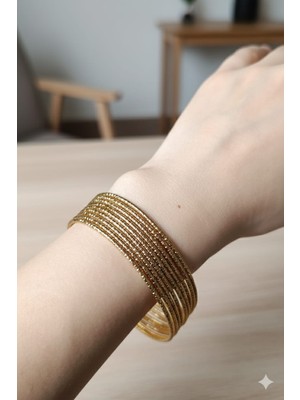 Elviore Store Kadın Gold Renk Parlak Şık Tırtıklı Ince Ajda- 3'lü Olarak Satılmaktadır