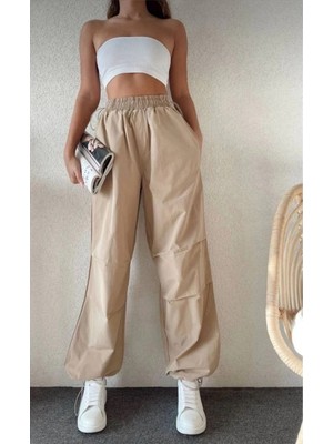 Marsilyan Cepli Paraşut Pantalon - Bej