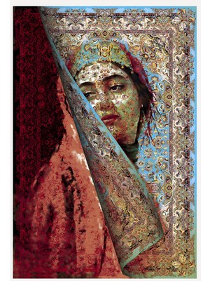 Kilim Home Mavi ve Bordo Tonlarda Kadın Silüeti Etnik Desenli Vintage Dokuma Taban Salon Halı Mars 150