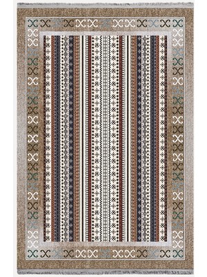 Kilim Home Mars Halı 2075 Kahve Tonunda Dekoratif Halı Salon Halısı Saçaklı Yıkanabilen Halı