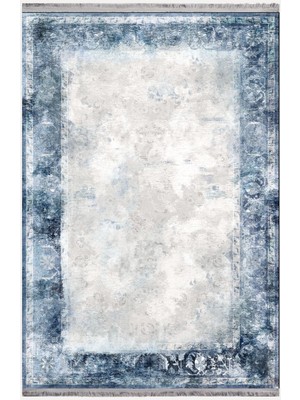 Kilim Home Mars Serisi Mavi Krem Tonlarında Etnik Geometrik Desen Kaymaz Taban Şönil Halı