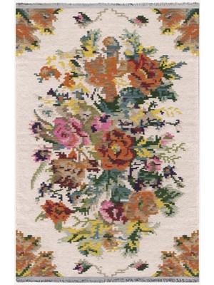 Kilim Home Mars Serisi Multy Tonlarında Eskitme Çiçek Desen Kaymaz Taban Şönil Halı