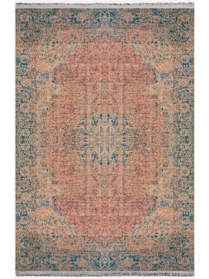 Kilim Home Mars Serisi Mavi ve Kahve Tonlarında Eskitme Otantik Desen Kaymaz Taban Şönil Halı