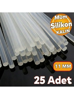 Virnex Kalın Şeffaf Sıcak Mum Silikon 11MM 30CM 25 Adet (11MM Tabancalar Içindir)