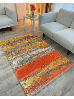 Kilim Home Mars 2016 Turuncu ve Hardal Tonda Modern Etnik Dekoratif Halı