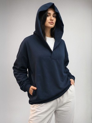 Trendseninle Lacivert Premium Modal Kumaş Regular Eşofman Üstü