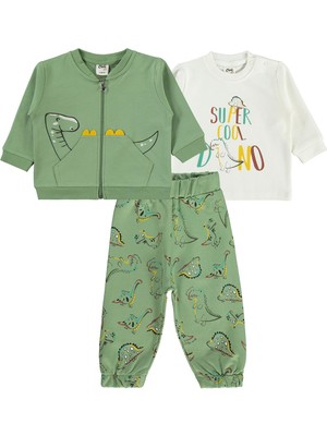 Civil Baby Dıno Nakışlı Hırkalı 6-18 Ay Takım - Haki 9-12 Ay