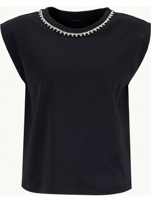 Fabrika Bisiklet Yaka Düz Siyah Kadın T-Shirt F6SL-TST0171