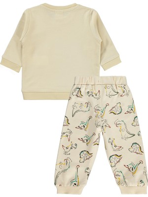 Civil Baby Dıno Baskılı 6-18 Ay Takım - Bej 6-9 Ay