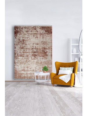 Kilim Home Mars 2033 Kahve ve Krem Tonunda Modern Eskitme Desen Kaymaz Taban Dekoratif Halı