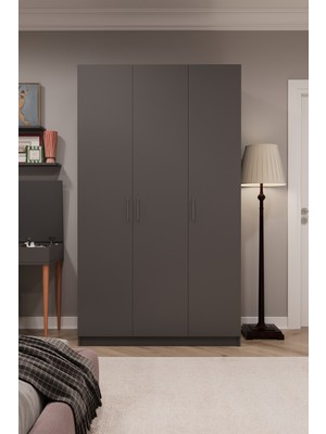 Asra Trend MDF 3 Kapaklı Gardırop - 120x218x53cm, Geniş Hacimli Modern Kıyafet Dolabı, G-01