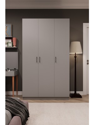 Asra Trend MDF 3 Kapaklı Gardırop - 120x218x53cm, Geniş Hacimli Modern Kıyafet Dolabı, G-01