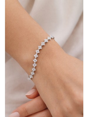 Kmod Life Çiçek Motifli Taşlı Paslanmaz Çelik Tamtur Bileklik – Zarif Kadın Bileklik