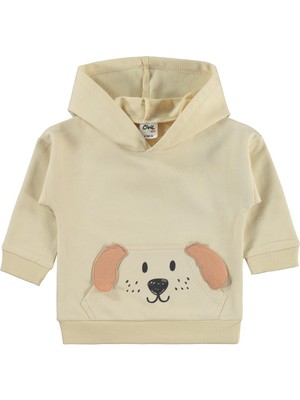 Civil Baby Kapşonlu Köpek Nakışlı 6-18 Ay Takım - Bej 9-12 Ay