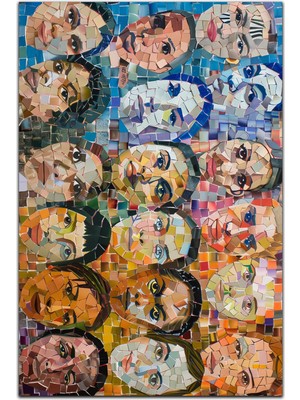 Kilim Home Mars 162 Mozaik ve Yüzler Figürlü Sanatsal Dokuma Taban Halı