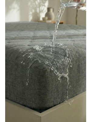 Moya Home Pamuklu Kapitone Fitted Su, Sıvı Geçirmez Full Kenar Yatak Koruyucu Alez | Gri