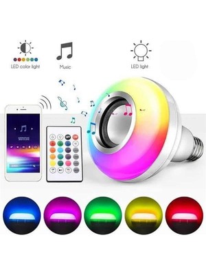 Azrlya Bluetooth Hoparlör Akıllı Rgb LED Işık Renk Değiştirme Ses Bombası Ampül Görünümlü - Lisinya