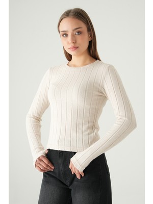 Rays 8268A Bisiklet Yaka Bluz Bej