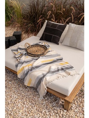 Barine Bedouin Jakarlı Çift Yüzlü Peştemal Sarı