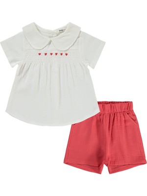 Civil Girls Kalp Nakışlı 2-5 Yaş Takım - Kırmızı 2-3 Yaş