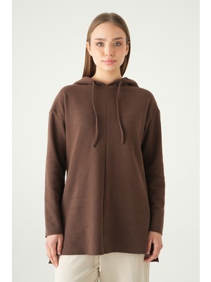 Rays Kahve Kapüşonlu Uzun Kol Tunik 3087A