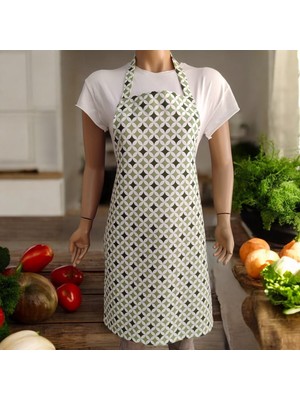 Düşler Ev Tekstili Geometrik Desenli Ayarlanabilir Su ve Leke Itici Özelliği Bulunan Şef Mutfak Önlüğü