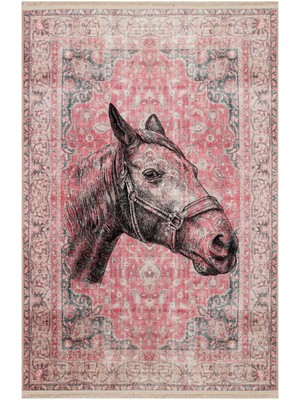 Kilim Home Mars 149 Vintage Kırmızı El Çizimi  At Temalı Dokuma Taban Halı