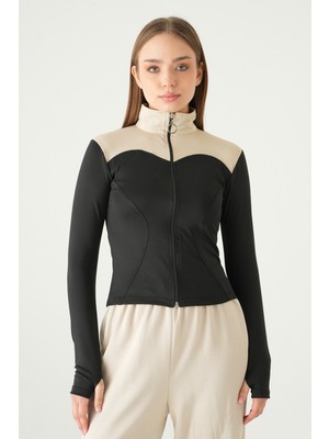 Rays Siyah Ön Şeritli Fermuarlı Sweat 8325A