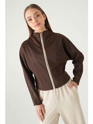 Rays 8384A Ön Şerit Detay Hırka Kahve