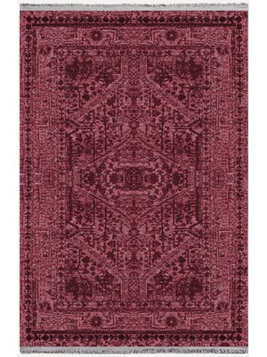 Kilim Home Mars Serisi Bordo Tonlarında Etnik Otantik Eskitme Desen Kaymaz Taban Şönil Halı