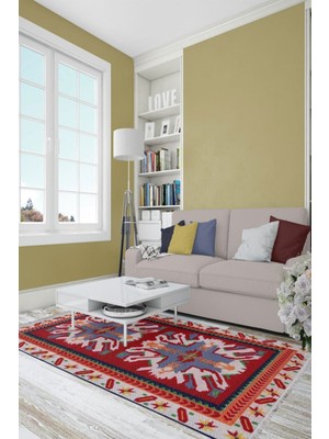 Kilim Home Mars Serisi Baklava Işlemeli Krem Tonlarında Desen Kaymaz Taban Şönil Halı