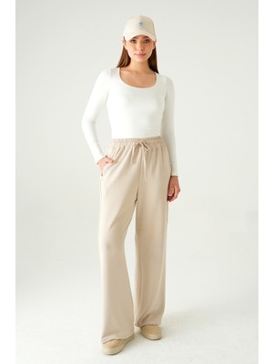 Rays 9212M Palazzo Çizgli Eşofman Bej