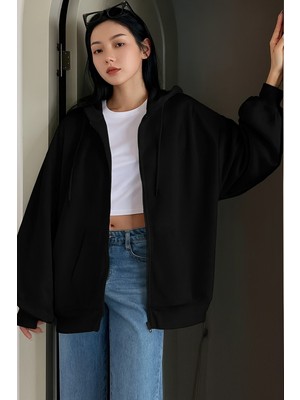 Tarz Cool Unisex Fermuar Kapüşonlu Sweatshirt