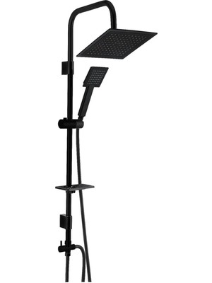 Plodna House Siyah Robot Kare Duş Sistemi Çok Fonksiyonlu Yağmurlama Duş Seti