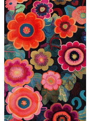 Kilim Home Mars Halı Çiçekli Çok Renkli Modern Salon Halısı Mutfak Halısı Yolluk Otantik Halı 227