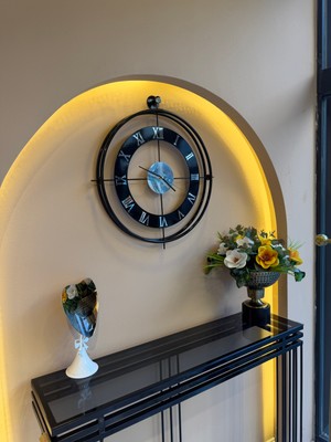 MetaQuartz Aksesuar Romera Siyah Metal Duvar Saati , Modern Dekoratif Metal Duvar Saati