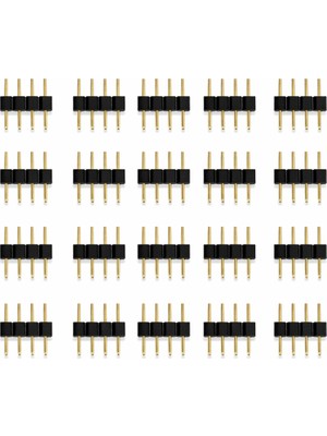 Ledarmy RGB LED Konnektör 4 Pin Erkek 20’li Set RGB Şerit LED Bağlantı Ucu Jumper Pin Adaptör RGB LED Şerit Birleştirme Konnektörü (Siyah)