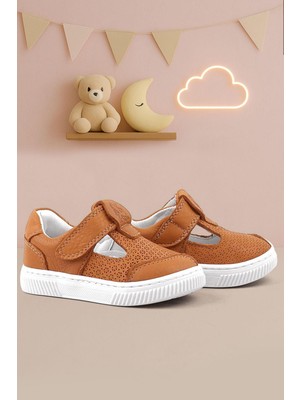 Rakerplus Bheem Hakiki Deri Turuncu Cırtlı Bebek Sneaker Sandalet