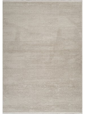 Akbel Halı Lorenda Lo 8421 Ekru - Yumuşak Dokulu, Spor Desenli, Antibakteriyel & Kaymaz Saçaklı Halı