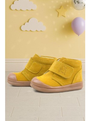 Rakerplus Yoohoo Hakiki Deri Sarı Cırtlı Unisex Bebek Bot