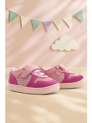 Rakerplus Bob Hakiki Deri Pembe Barefoot Cırtlı Lastikli Bebek Sneaker Ayakkabı