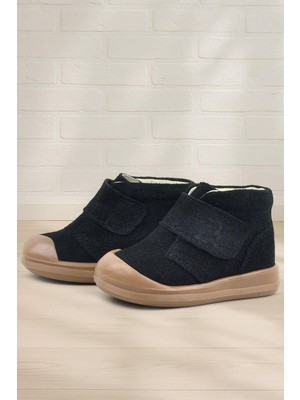 Rakerplus Yoohoo Hakiki Deri Siyah Cırtlı Unisex Bebek Bot