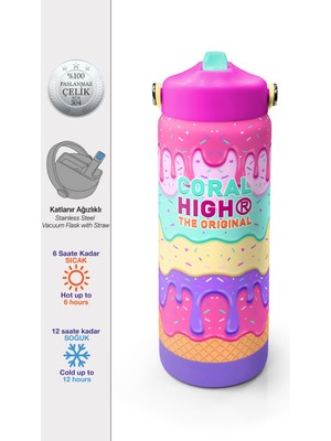 Coral High Pembe Rengarenk Katlanır Ağızlıklı Çelik Termos 650 ml 38377