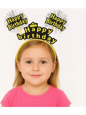 İsmiyle Al Sarı Renk Işıltılı Yazılı Doğum Günü Parti Tacı