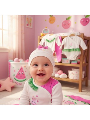 Milays Kız Bebek  0-3 Ay Sevimli Karpuz 10LU Set %100 Pamuk