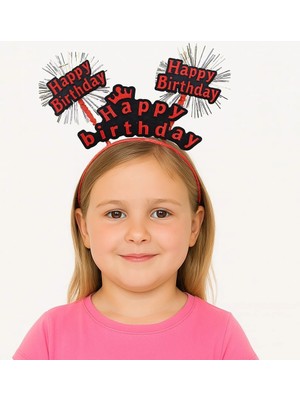 İsmiyle Al Kırmızı Renk Işıltılı Yazılı Doğum Günü Parti Tacı