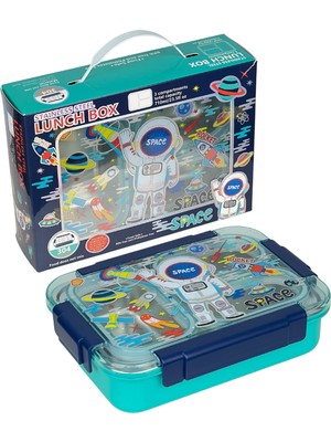 Dream Vest Bento 710ML Lunchbox Sevimli Dostlar Tek Katlı 3 Bölmeli Paslanmaz Çelik Sefer Tası Yemek Kutusu