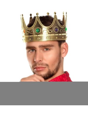 İsmiyle Al Altın Renk Yetişkin Çocuk Uyumlu Kral Tacı 60 cm